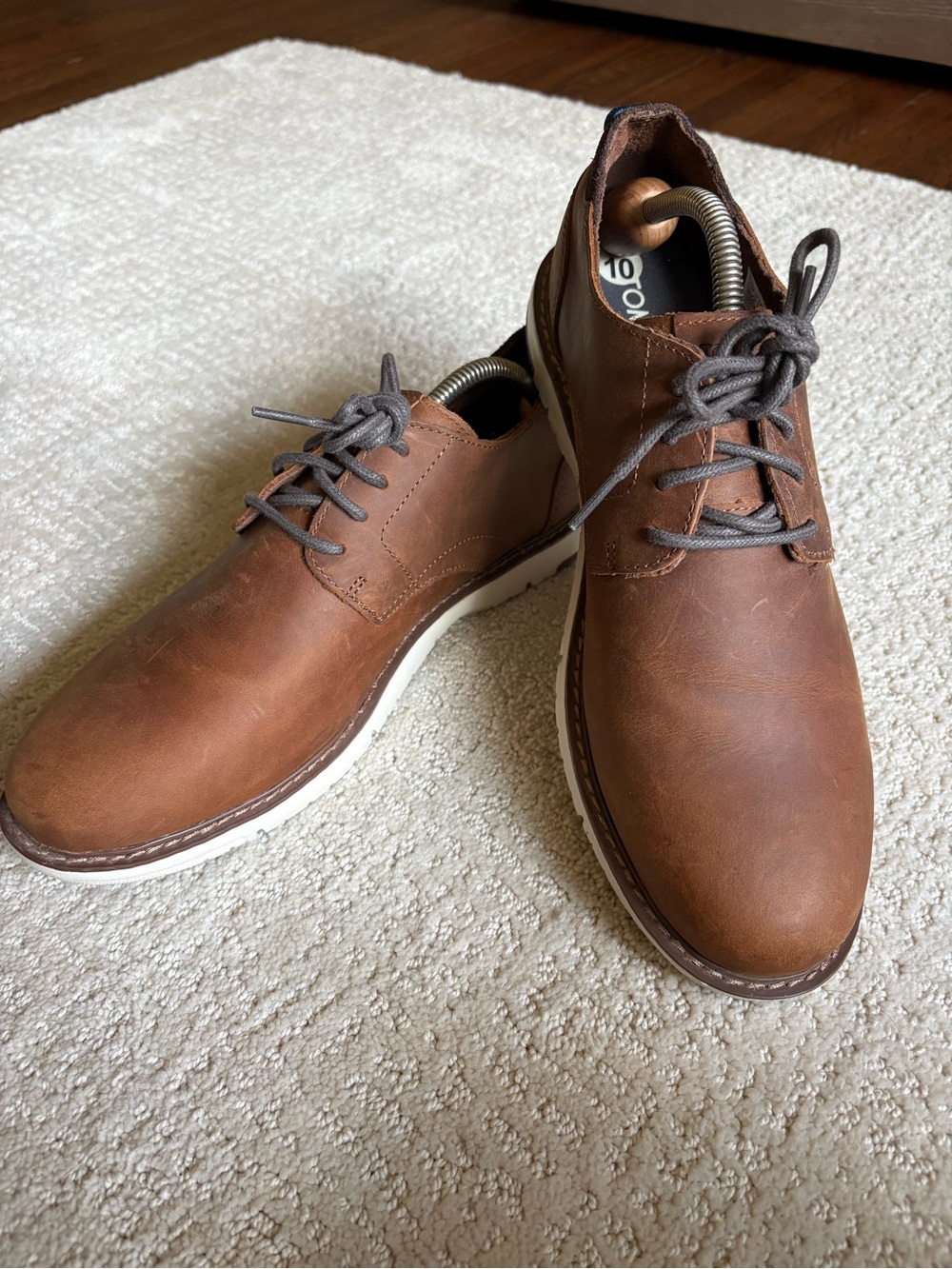 TOMS Navi Oxford Brown Leather Derby Dress Shoes Casual Sneakers Men's Size 10